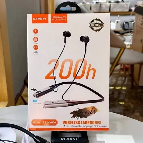 Regrsi wireless Neckband Bluetooth Earphone RE-NY060 Charging Backup 200 Hours (Best price) Orginal